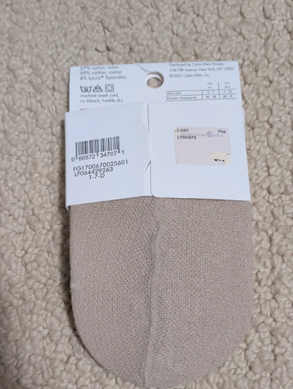 Calvin Klein Women Nude Beige Footliner Socks - 2 Pack